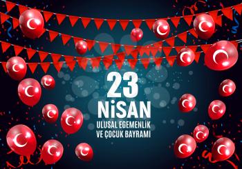 23 April Children's day (Turkish Speak: 23 Nisan Cumhuriyet Bayrami). Vector Illustration EPS10