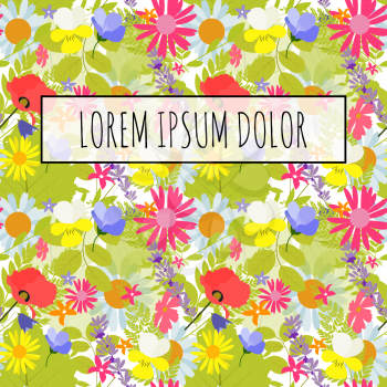 Abstract Spring Flower Pattern with Frame and Sample Text. Vector Illustration EPS10