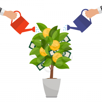 Financial concept. Money tree - symbol of successful business.  Vector Illustration EPS10