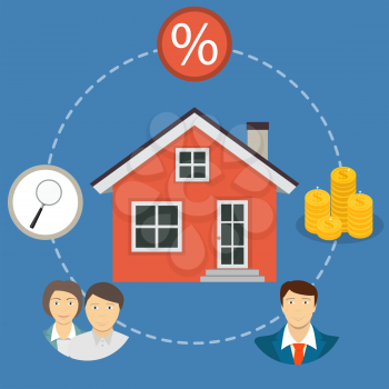 Real estate concept.  Buy house poster. Vector Illustration EPS10