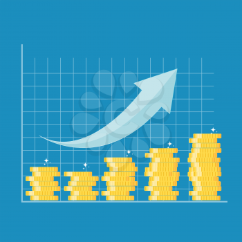 Financial growth concept. Finance performance of return on investment ROI  with arrow.  Vector Illustration EPS10