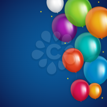 Color Glossy Happy Birthday Balloons Banner Background Vector Illustration EPS10