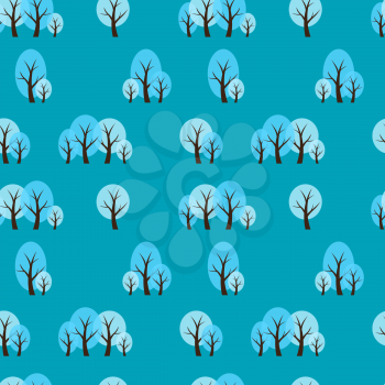 Seamless Pattern Natural Background with Winter Trees. Vector Illustration EPS10