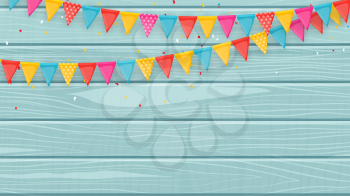 Banner with garland of flags and ribbons. Holiday Party background for birthday party, carnaval. Vector Illustration EPS10
