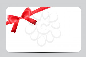 Blank Gift Card Template with Red Bow and Ribbon. Vector Illustration for Your Business EPS10