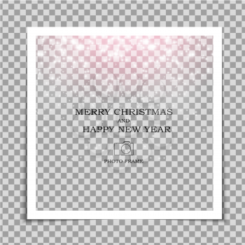 Merry Christmas and Happy New Year Photo Frame Template. Vector Illustration EPS10