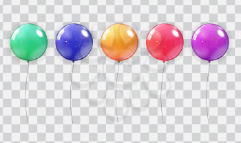 Realistic Balloon Collection Set Isolated on Transparent Background. Vector Illustration EPS10