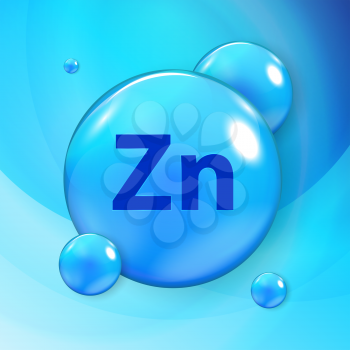 Mineral Zn Zink blue shiny pill capsule icon. Vector Illustration EPS10