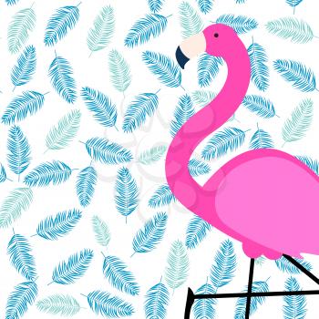 Cute Pink Flamingo Summer Background Vector Illustration EPS10