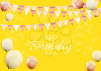 Color Glossy Happy Birthday Balloons Banner Background Vector Illustration EPS10

