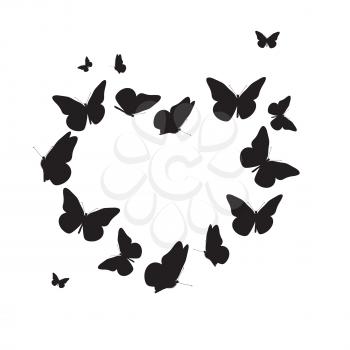 Abstract Background with Heart Symbol made from Butterfly. Vector Illustration EPS10