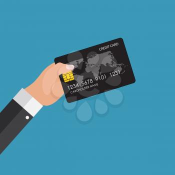 Hand holding credit card. Financial and online payments concept. Vector illustration EPS10