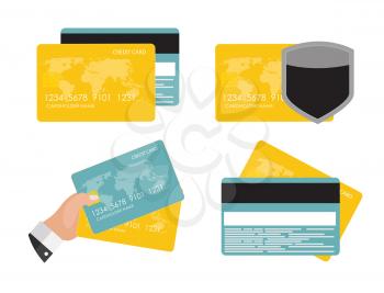 Credit Card Icon Flat Concept Collection Set Vector Illustration EPS10