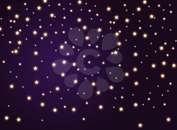 Glitter sparkles on night sky background. Vector Illustration EPS10