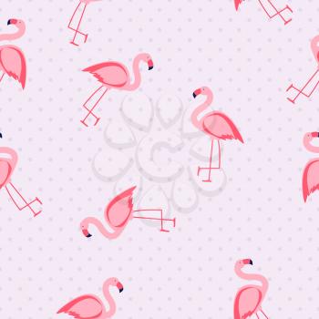 Cute Seamless Flamingo Pattern Vector Illustration EPS10