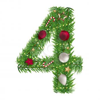 Christmas alphabet number 4 vector illustration EPS10