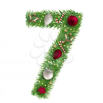 Christmas alphabet number 7 vector illustration EPS10