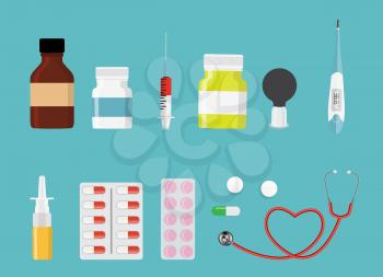 Colorful set of Health Medical Background. Vector Illustration. EPS10