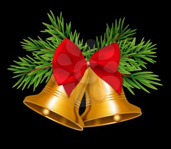 Christmas Bell with Red Bow Vector Illustration EPS10