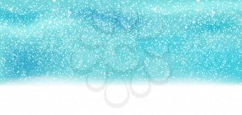 Colorful naturalistic winter background with falling snow on drifts. Vector Illustration. EPS10