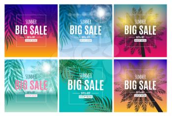 Abstract Summer Sale Background with Palm Leaves Collection Set. Vector Illustration EPS10