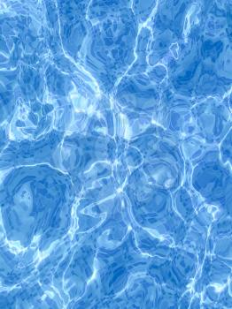 Naturalistic colorful background of blue crystal clear water in a warm sunny pool
