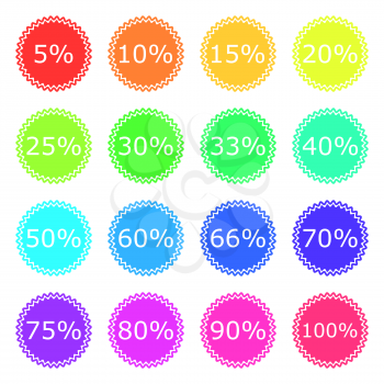 Discount labels color icon set, 2d illustration, vector, eps 8