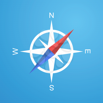 Simple compass icon, 2d flat illustration, vector, eps 8