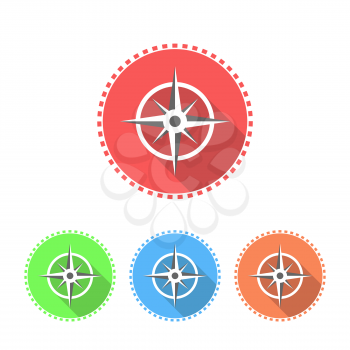 Compass icon set, 2d flat illustration, vector, eps 8