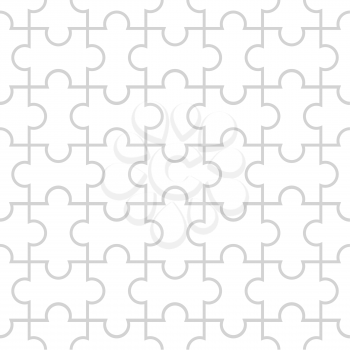 Seamless pattern in the form of puzzle on white background, 2d illustration, clipping mask, vector, eps 8