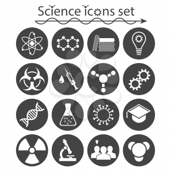 Science icons set on white background, 2d vector, eps 8