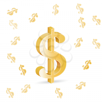 3D Dollar sign, vector icon, concept of wealth, U.S. dollar currency, eps 10