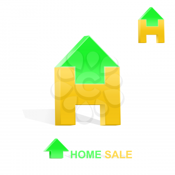H letter with arrow logo, house sale concept, 3d isometric vector, eps 10