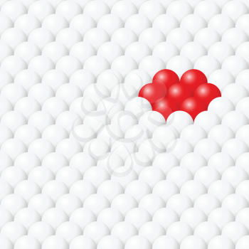 Ball seamless vector background, red and white balls, sphere pattern, eggs shape, eps 8