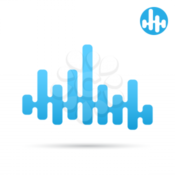Equalizer bar with soft transitions between the waves, eq logo sign, 2d vector icon, eps 10