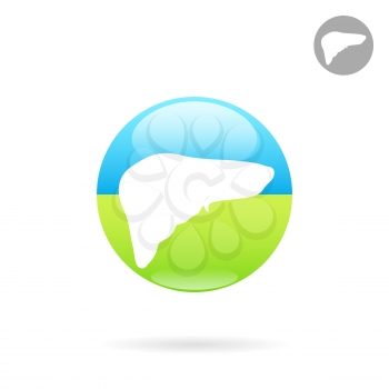 Liver organ flat icon, 2d vector logo on colored plate, eps 10
