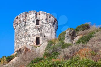 Tour Parata. Ancient Genoese tower on Sanguinaires peninsula near Ajaccio, Corsica, France