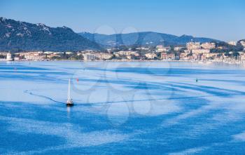 Morning landscape of Porto-Vecchio bay, Corsica island, France