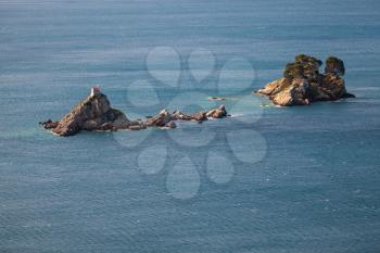 Two islands Katic and Sveta Nedjelja in Adriatic Sea, Montenegro