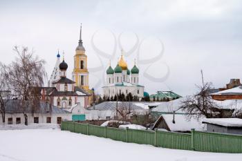 Historical center of Kolomna in snow, town near Moscow , Russia