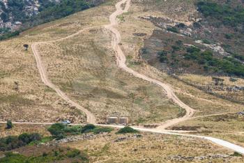 Natural summer landscape with Mountain roads. South part of Corsica island, France