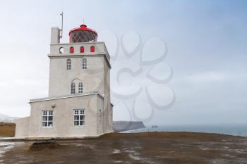 Exterior of Dyrholaey lighthouse, South coast of Iceland island