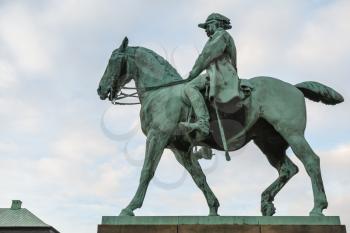 Equestrian statue of King Christian IX of Denmark is located at the Christiansborg Palace in Copenhagen, Denmark.