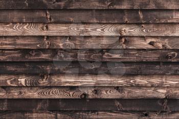 Dark brown old grungy wooden wall, background photo texture