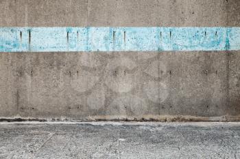 Abstract empty concrete interior background texture, wall with blue stripe