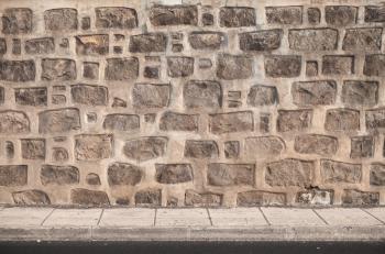 Empty Interior background texture, ancient stone wall and floor tiling