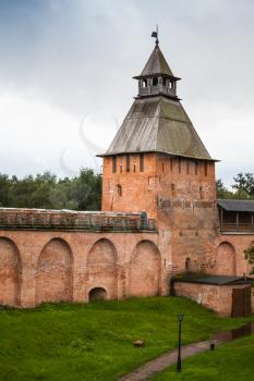 Novgorod Kremlin also known as Detinets. Tower and wall. It was built between 1484 and 1490