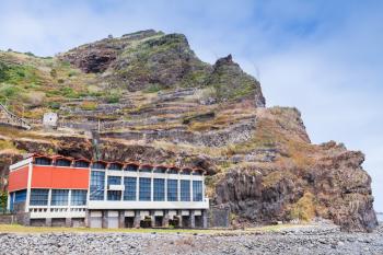 Old hydroelectric power station building in Ribeira da Janela, Madeira island, Portugal