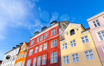Colorful old houses, traditional architecture style of Copenhagen, Denmark