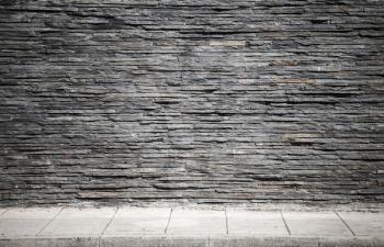 Decorative stone wall and floor tiling, empty interior background photo texture